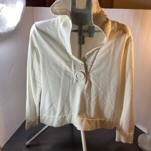 Relativity Textured Pullover Hoodie – White – XL